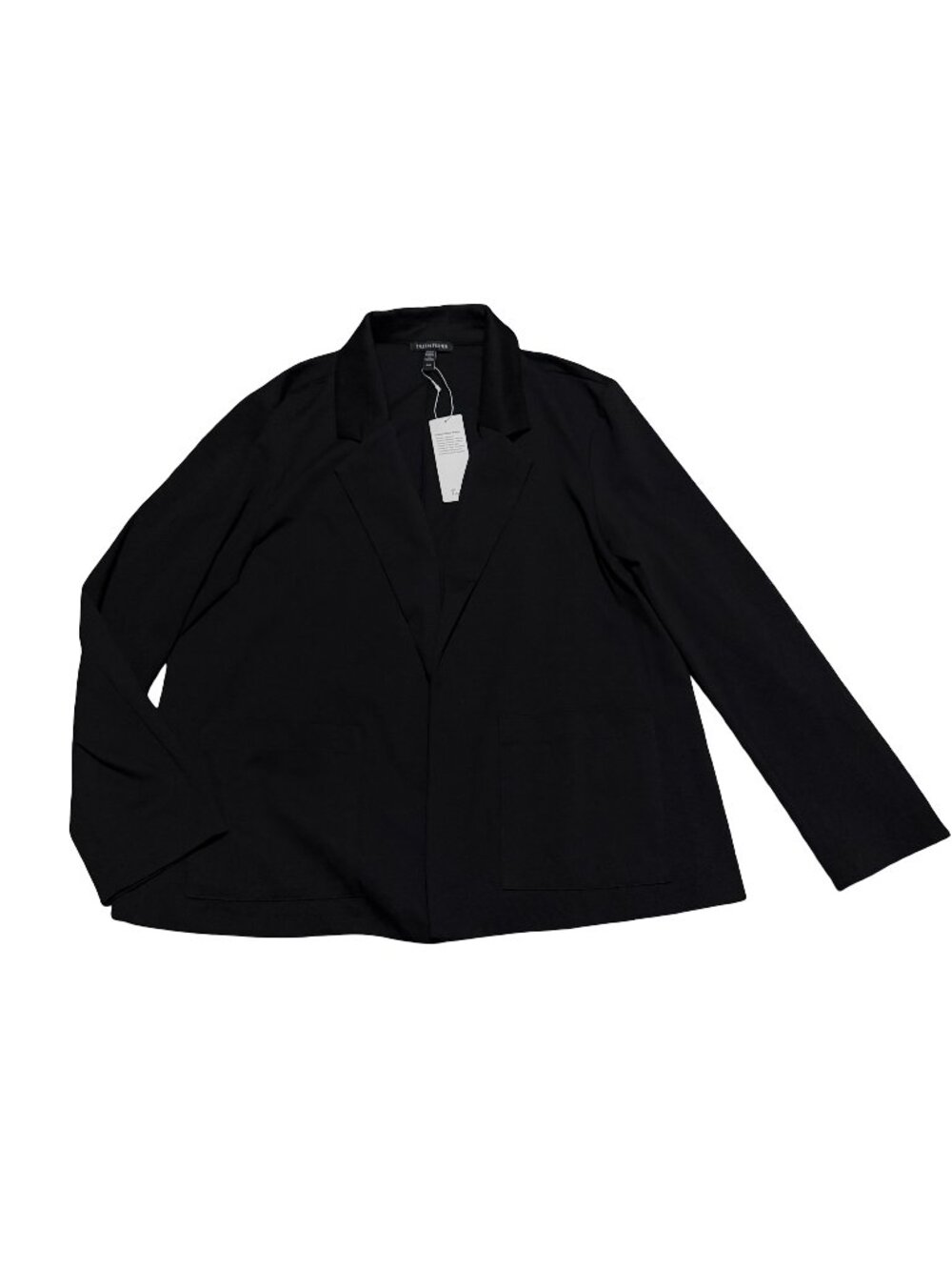 Eileen Fisher S4OKB-J5585M Black Ponte Knit Open Front Blazer Medium Women's NWT
